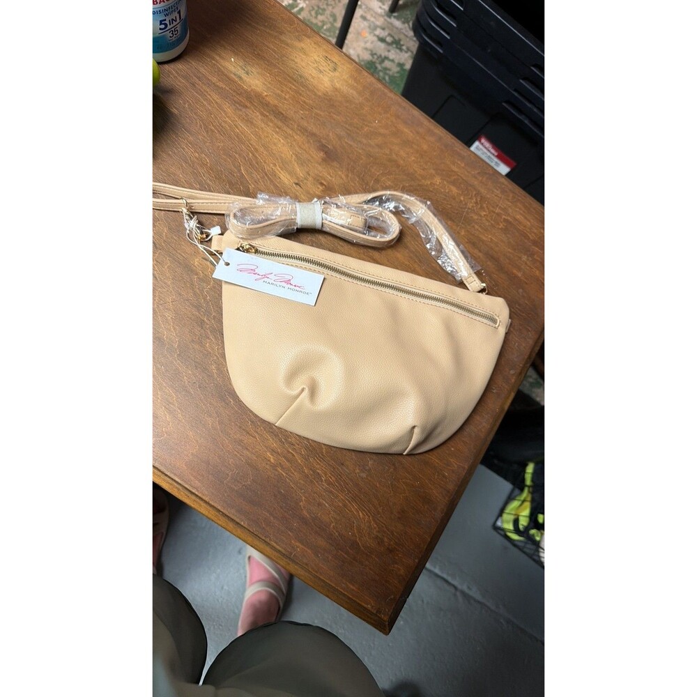 Marilyn Monroe Collection NWT Beige Vegan Leather Crossbody Belt Bag